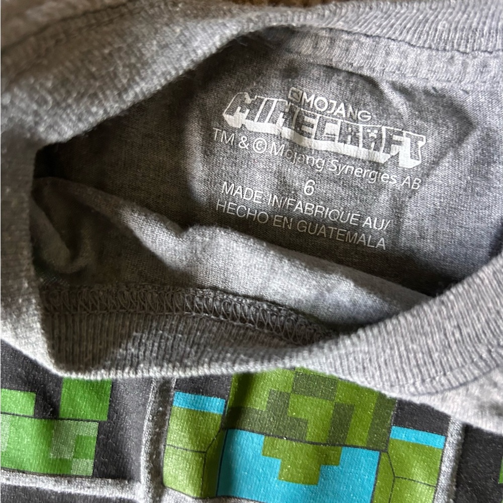 Minecraft Gray Kids Short Sleeve T-Shirt - Picture 3 of 3